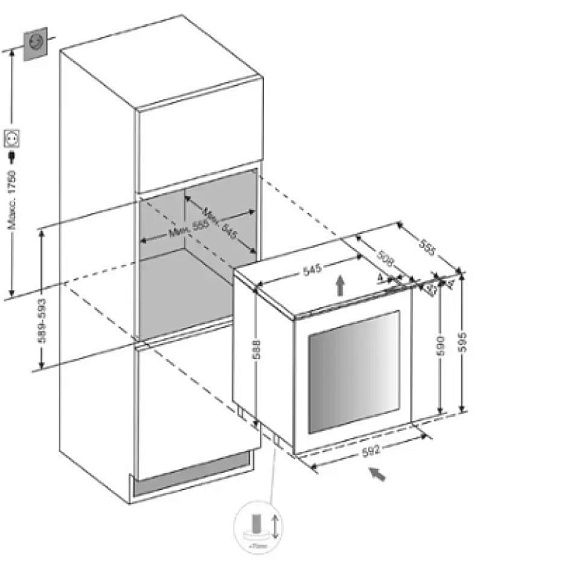 Встраиваемый винный шкаф Pando PVMAVP 60-23CRR W