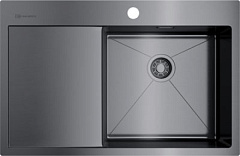 Мойка кухонная Omoikiri Akisame 78 R, вороненая сталь