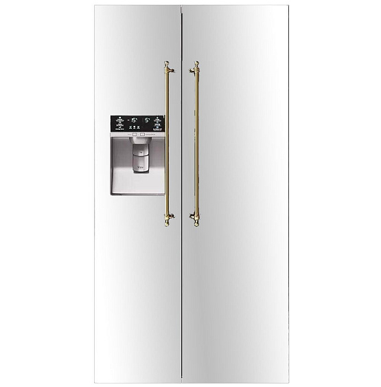 Отдельностоящий холодильник ILVE RN 9020 SBS/WHG белый (ручки латунь)